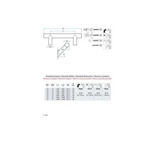 Artitec PH90 deurgreep RVS diameter 25x500 mm doorgaand met bout schroefkop deurdikte 49-61 mm 90225/03000500/42