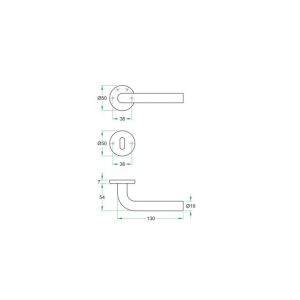 Artitec RVS Woning kruk-krukgarnituur vast op rozet Lita RVS mat WC 8 mm W0903