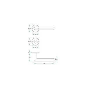 Artitec RVS Woning kruk-krukgarnituur vast op rozet Trio RVS mat PC W1012