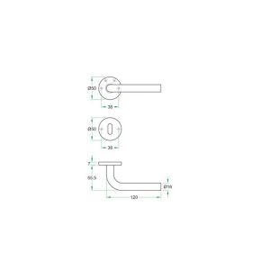 Artitec RVS Woning kruk-krukgarnituur vast op rozet Lima RVS mat PC W1032