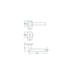 Artitec RVS Woning kruk-krukgarnituur vast op rozet Tria RVS mat WC 8 mm W1053