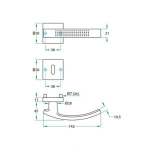 Artitec Collectie Interior Accents kruk-krukgarnituur rozet Futura vierkant mat nikkel SL 00491