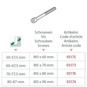 Artitec cilinderkopschroef M5x80 voor veiligheids rozet deurdikte 70-77,5 mm 93176