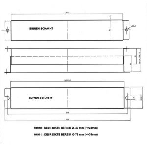 Artitec brievenbusschacht 24-38 mm RVS mat 94910