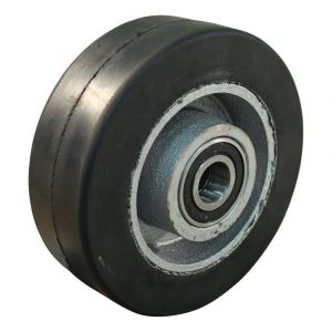 Protempo serie 04 transportwiel los gietijzeren velg zwarte volrubber band ± 75 shore A 125 mm kogellager 104.126.150.040