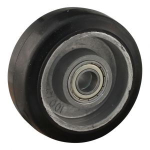 Protempo serie 10 transportwiel los aluminium velg zwarte elastische rubberen band ± 68 shore A 100 mm kogellager 110.106.150.040