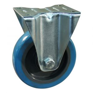 Protempo serie 21-12 zwenk transportwiel plaatbevestiging stalen gaffel grijze PA velg blauwe TPU band 125 mm rollager 221.122.126.035