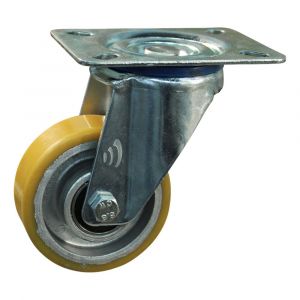 Protempo serie 29-12 zwenk transportwiel plaatbevestiging stalen gaffel aluminium velg PU band ± 94 shore A 80 mm kogellager 229.086.126.030