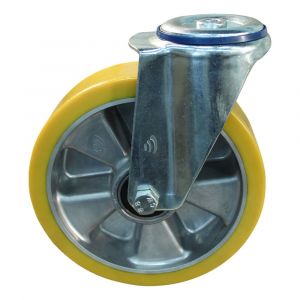 Protempo serie 29-12 zwenk transportwiel boutgat stalen gaffel aluminium velg PU band ± 94 shore A 175 mm kogellager 229.176.120.050