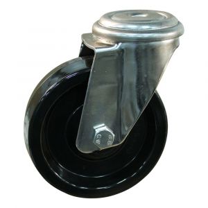 Protempo serie 35-31 zwenk transportwiel boutgat RVS gaffel zwart hittebestendig van Ditherm 125 mm glijlager 235.121.310.012