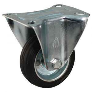 Protempo serie 02-13 bok transportwiel plaatbevestiging stalen gaffel stalen velg standaard zwarte rubberen band 80 mm rollager 302.082.136.000