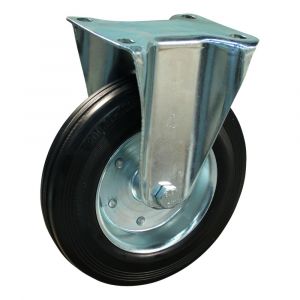 Protempo serie 02-12 bok transportwiel plaatbevestiging stalen gaffel stalen velg standaard zwarte rubberen band 225 mm rollager 302.222.126.000