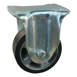 Protempo serie 10-14 bok transportwiel plaatbevestiging stalen gaffel aluminium velg zwarte elastische rubberen band ± 68 shore A 125 mm kogellager 310.126.146.040