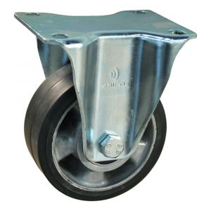 Protempo serie 10-16 bok transportwiel plaatbevestiging stalen gaffel aluminium velg zwarte elastische rubberen band ± 68 shore A 125 mm kogellager 310.126.166.050