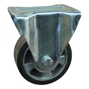 Protempo serie 10-91 bok transportwiel plaatbevestiging stalen gaffel aluminium velg zwarte elastische rubberen band ± 68 shore A 125 mm kogellager 310.126.916.050