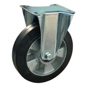 Protempo serie 10-12 bok transportwiel plaatbevestiging stalen gaffel aluminium velg zwarte elastische rubberen band ± 68 shore A 160 mm kogellager 310.166.126.000