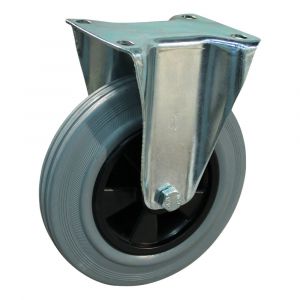 Protempo serie 11-12 bok transportwiel plaatbevestiging stalen gaffel PP velg standaard grijze rubberen band 250 mm rollager 311.252.126.000