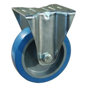 Protempo serie 21-12 bok transportwiel plaatbevestiging stalen gaffel grijze glasvezel versterkte PA velg blauwe TPU band 125 mm rollager 321.122.126.035