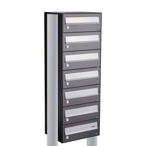 Allux Hive set postkast staal verzinkt gepoedercoat 1-breed 7-hoog op statief antraciet 40030065_1x7s