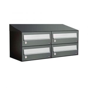 Allux Hive set postkast staal verzinkt gepoedercoat 2-breed 2-hoog met dak antraciet 40030065_2x2d