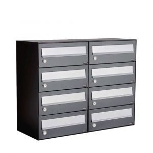 Allux Hive set postkast staal verzinkt gepoedercoat 2-breed 4-hoog antraciet 40030065_2x4