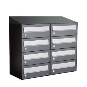 Allux Hive set postkast staal verzinkt gepoedercoat 2-breed 4-hoog met dak antraciet 40030065_2x4d