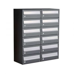 Allux Hive set postkast staal verzinkt gepoedercoat 2-breed 6-hoog antraciet 40030065_2x6