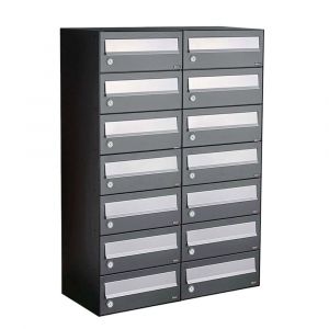 Allux Hive set postkast staal verzinkt gepoedercoat 2-breed 7-hoog antraciet 40030065_2x7