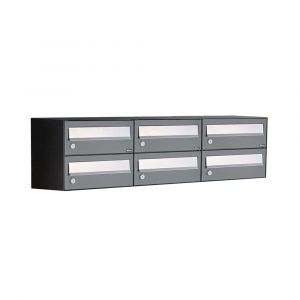 Allux Hive set postkast staal verzinkt gepoedercoat 3-breed 2-hoog antraciet 40030065_3x2