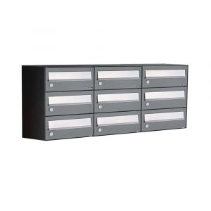 Allux Hive set postkast staal verzinkt gepoedercoat 3-breed 3-hoog antraciet 40030065_3x3