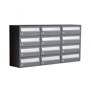 Allux Hive set postkast staal verzinkt gepoedercoat 3-breed 4-hoog antraciet 40030065_3x4