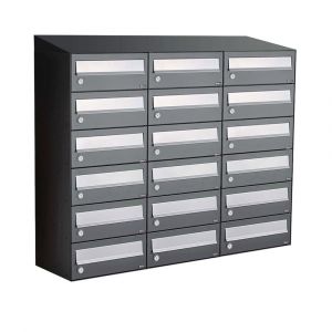 Allux Hive set postkast staal verzinkt gepoedercoat 3-breed 6-hoog met dak antraciet 40030065_3x6d