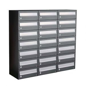 Allux Hive set postkast staal verzinkt gepoedercoat 3-breed 7-hoog antraciet 40030065_3x7