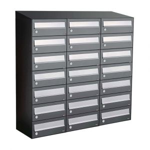 Allux Hive set postkast staal verzinkt gepoedercoat 3-breed 7-hoog met dak antraciet 40030065_3x7d