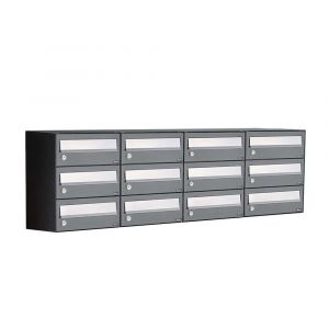 Allux Hive set postkast staal verzinkt gepoedercoat 4-breed 3-hoog antraciet 40030065_4x3