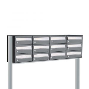 Allux Hive set postkast staal verzinkt gepoedercoat 4-breed 3-hoog op statief antraciet 40030065_4x3s