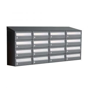 Allux Hive set postkast staal verzinkt gepoedercoat 4-breed 4-hoog met dak antraciet 40030065_4x4d