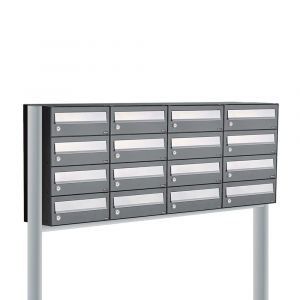 Allux Hive set postkast staal verzinkt gepoedercoat 4-breed 4-hoog op statief antraciet 40030065_4x4s