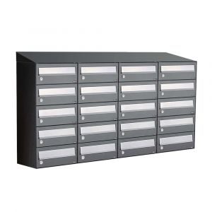 Allux Hive set postkast staal verzinkt gepoedercoat 4-breed 5-hoog met dak antraciet 40030065_4x5d