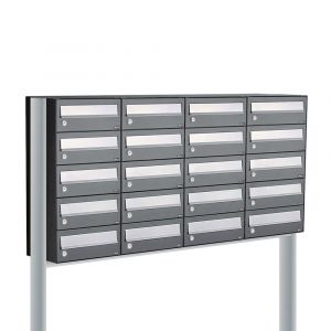 Allux Hive set postkast staal verzinkt gepoedercoat 4-breed 5-hoog op statief antraciet 40030065_4x5s