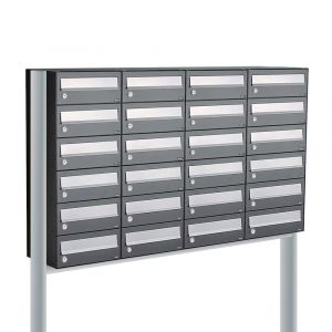 Allux Hive set postkast staal verzinkt gepoedercoat 4-breed 6-hoog op statief antraciet 40030065_4x6s