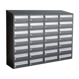 Allux Hive set postkast staal verzinkt gepoedercoat 4-breed 7-hoog met dak antraciet 40030065_4x7d