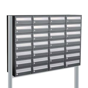 Allux Hive set postkast staal verzinkt gepoedercoat 4-breed 7-hoog op statief antraciet 40030065_4x7s