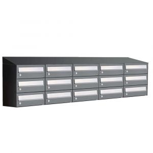 Allux Hive set postkast staal verzinkt gepoedercoat 5-breed 3-hoog met dak antraciet 40030065_5x3d