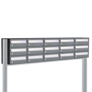 Allux Hive set postkast staal verzinkt gepoedercoat 5-breed 3-hoog op statief antraciet 40030065_5x3s