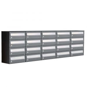 Allux Hive set postkast staal verzinkt gepoedercoat 5-breed 4-hoog antraciet 40030065_5x4