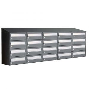 Allux Hive set postkast staal verzinkt gepoedercoat 5-breed 4-hoog met dak antraciet 40030065_5x4d