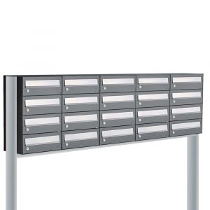 Allux Hive set postkast staal verzinkt gepoedercoat 5-breed 4-hoog op statief antraciet 40030065_5x4s