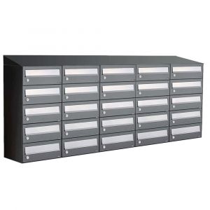 Allux Hive set postkast staal verzinkt gepoedercoat 5-breed 5-hoog met dak antraciet 40030065_5x5d