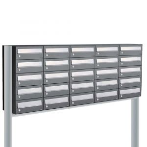 Allux Hive set postkast staal verzinkt gepoedercoat 5-breed 5-hoog op statief antraciet 40030065_5x5s